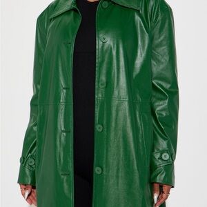 Faux leather trench coat